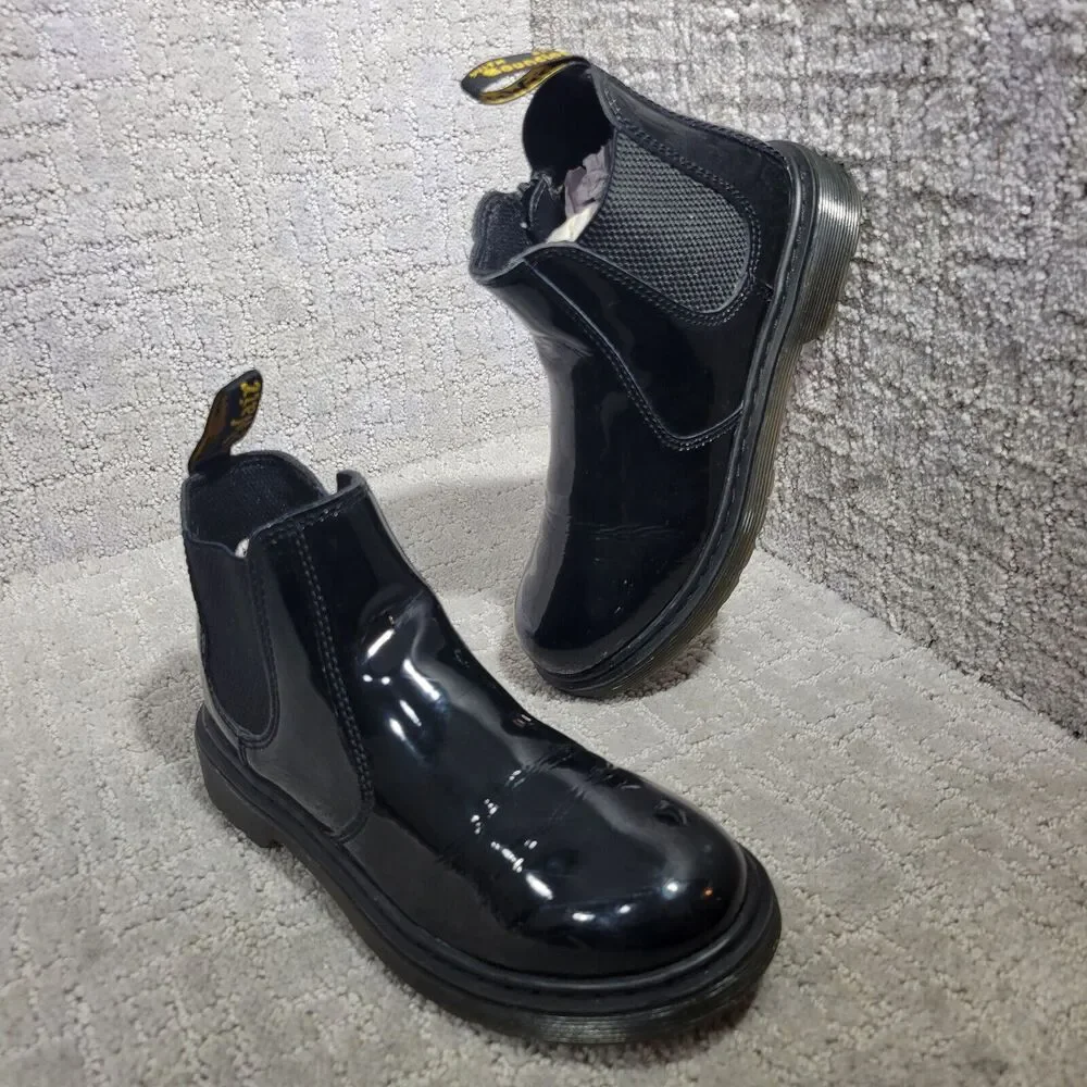 Dr Martens Youth Size 3Y US Black Patent Leather Chelsea Boots 32976 J